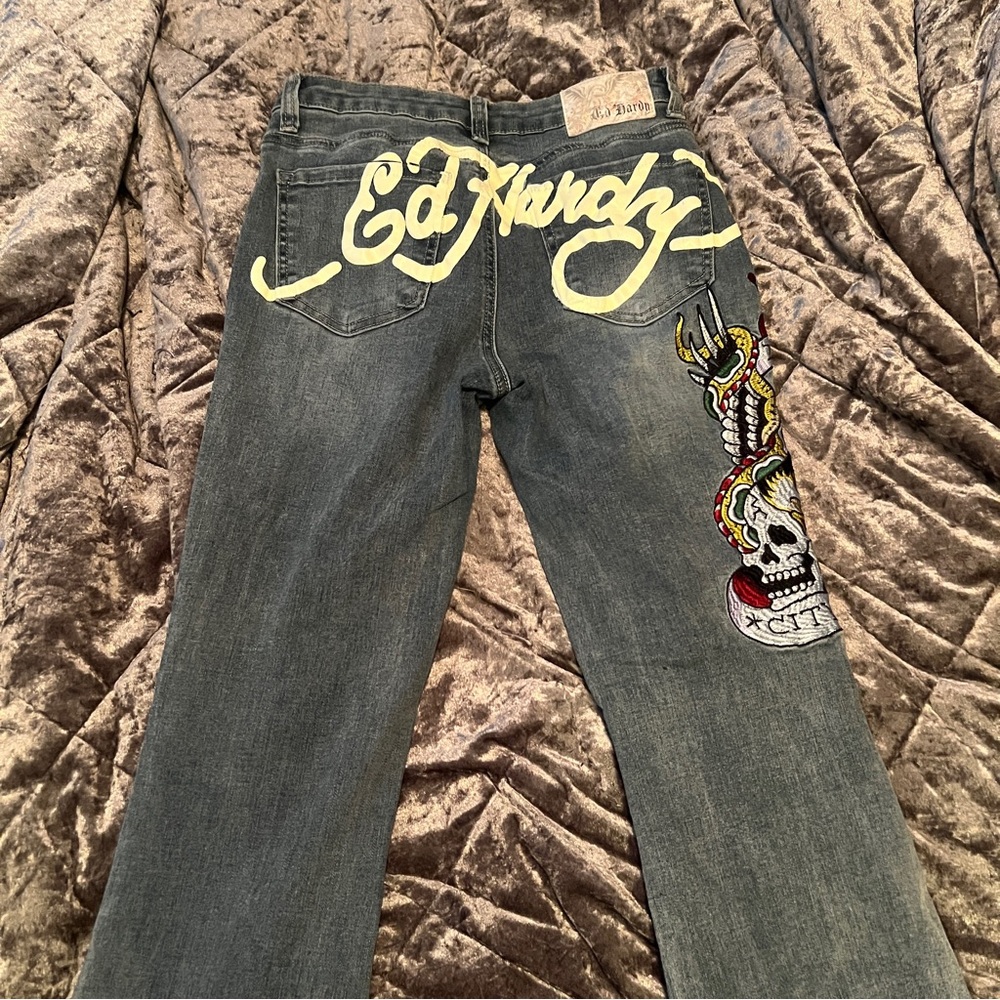 Ed Hardy NYC EAGLE SLIM FLARE medium vintage wash JEANs size 26